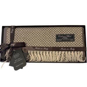 Cashmere Blend Herringbone Scarf, made in Italy, new